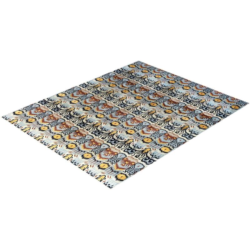 Ikat One-of-a-Kind Hand-Knotted Area Rug - Beige, 8' 2" x 10' 1" - 8' 2" x 10' 1"
