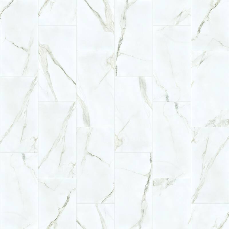 Shaw Casino - 16" x 32" Rectangle Floor Tile - Polished Marble Visual - Calacatta