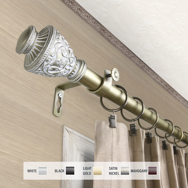 InStyleDesign Neva 1 inch Diameter Adjustable Curtain Rod - 160 to 240 inches - Light gold