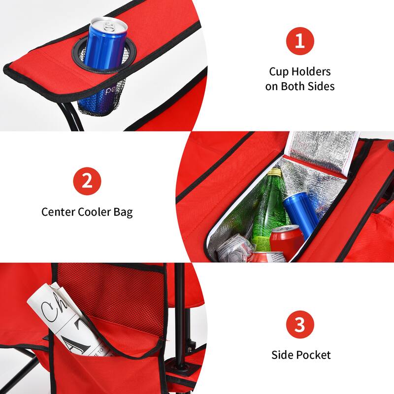 Portable Folding Picnic Double Chair with Umbrella Table Cooler Beach