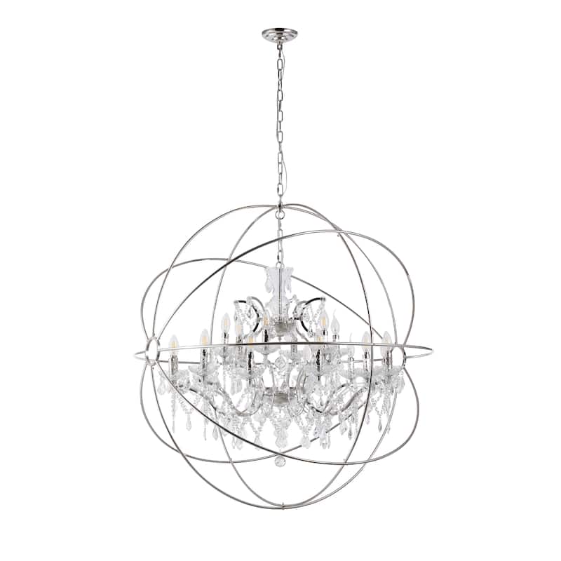 18-light Orb Design 43" Chandelier With Clear Crystals