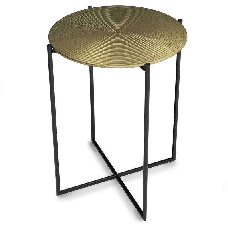 WYNDENHALL Medford Modern 17 inch Wide Metal Side Table in Gold/Brass - 17" D x 17" W x 21" H