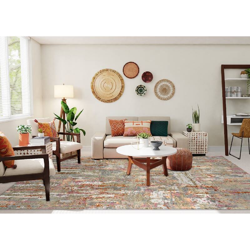Serena Lindy Modern & Contemporary Abstract Hand-Knotted Area Rug - 10' x 14'