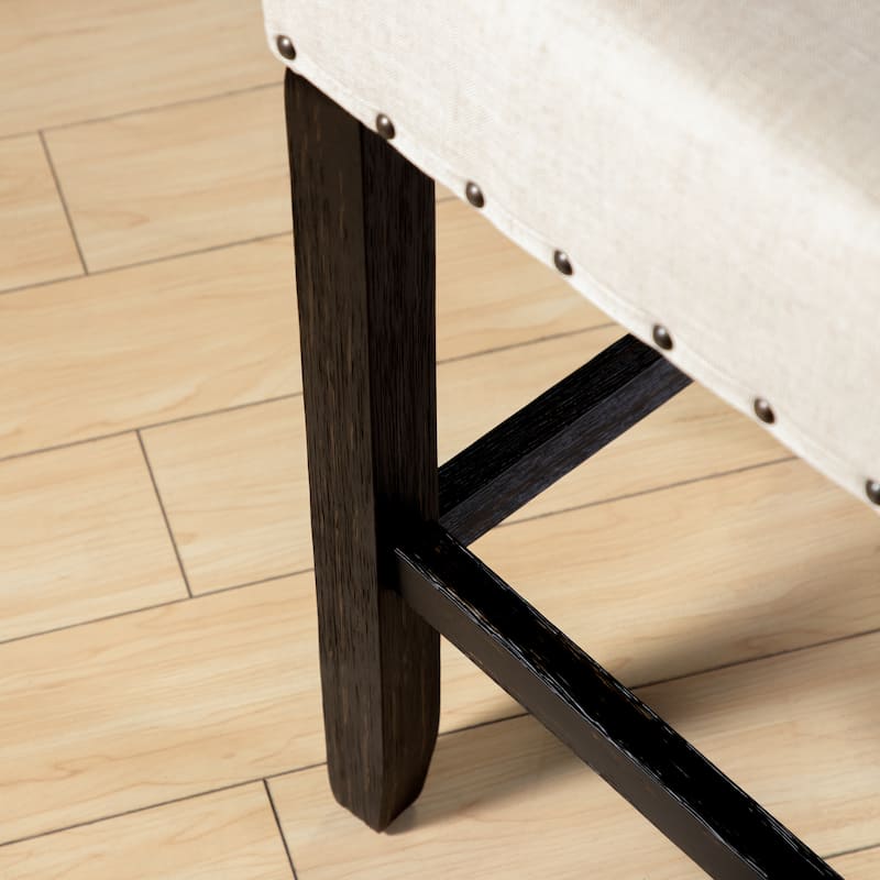 Furniture of America Tays Rustic Linen Fabric 44-inch Counter Bench