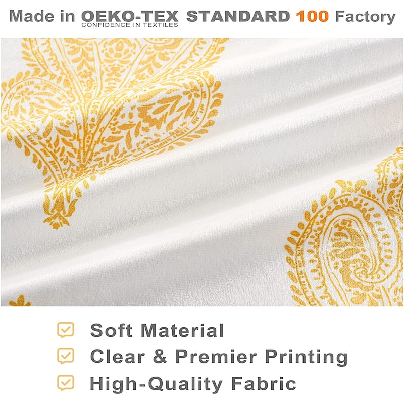 DriftAway Sadie Paisley Medallion Pattern Boho Velvet Window Curtain Valance with Handmade Tassels