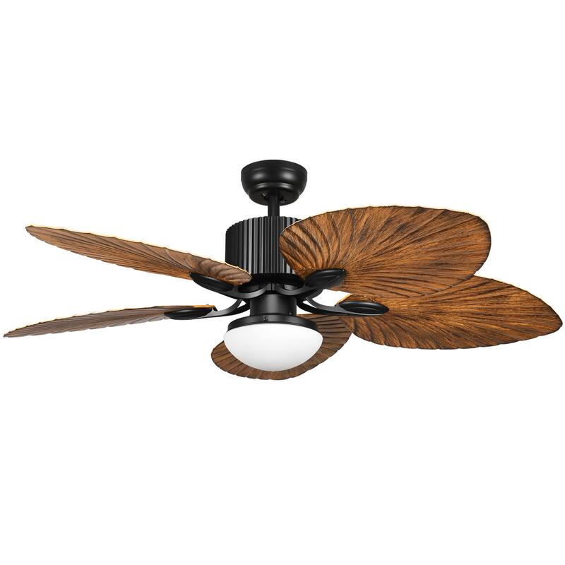 52" Moasis Palm Leaf Ceiling Fan LED Light Tropical Style with Remote