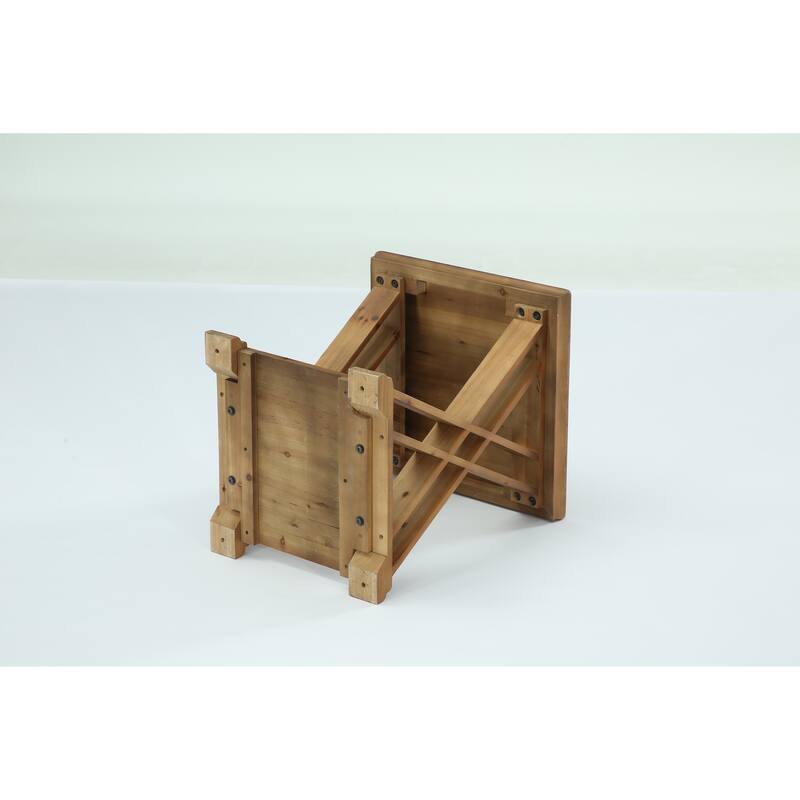 2-Tier Solid Wood End Table with Storage, 20 Inch Square Side Table