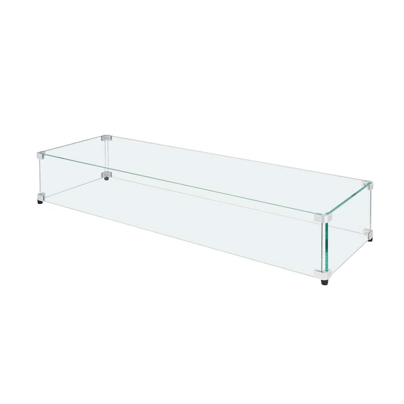 Clear Tempered Glass Outdoor Fire Pit Guard with Alloy Bracket
