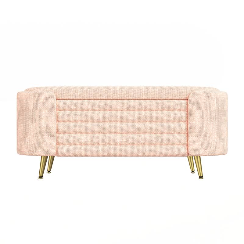 Modern Storage Ottoman Upholstered Storage Bench End of Bed Bench Entryway - Pink