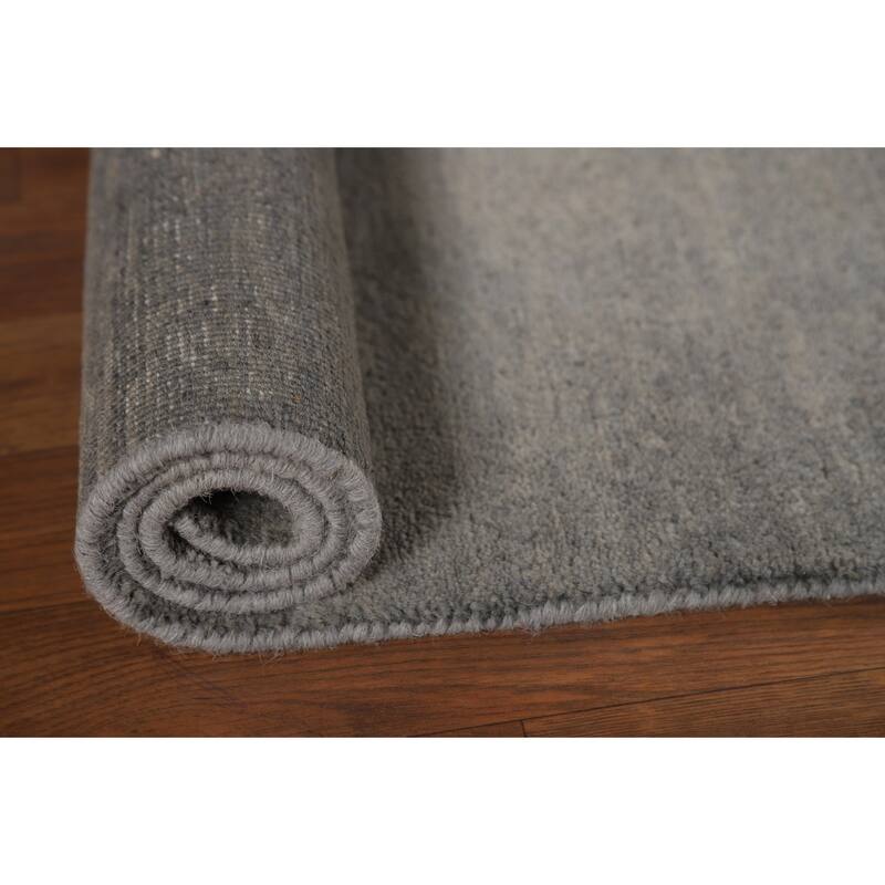 Gray Gabbeh Modern Foyer Rug Hand-Knotted Wool Carpet - 2'8"x 3'11"