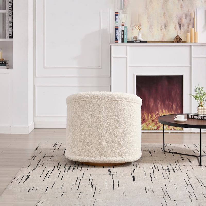 Swivel Accent Chair, 360-degree Swivel Barrel Chair with Teddy Upholstery, Comfy Pumpkin-Shaped Swivel Chair