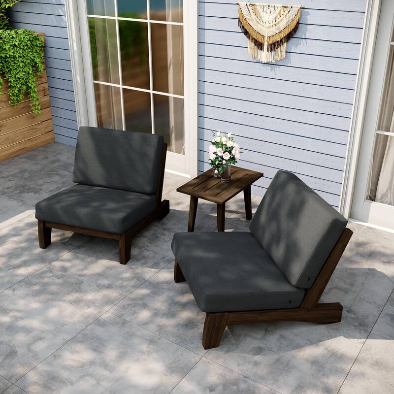 Outdoor Furniture Wood Armless Loveseat Sofa With Cushion