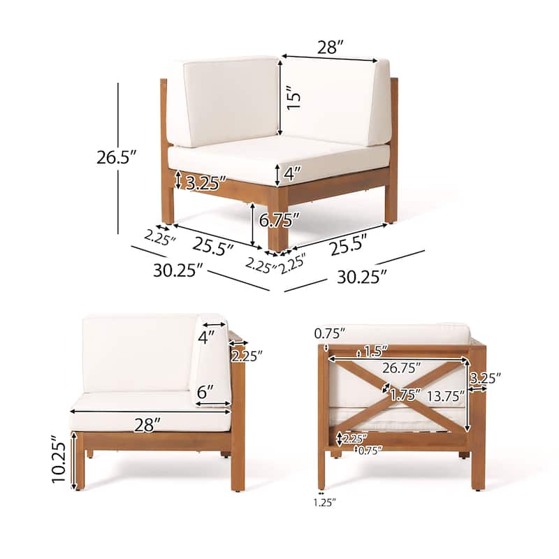 Brava Acacia Wood Sectional Sofa Set by Christopher Knight Home