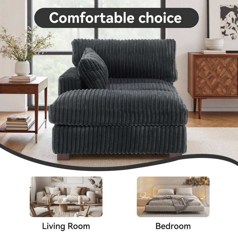 Modren Plush Upholstered Coner Chair and Ottoman Set