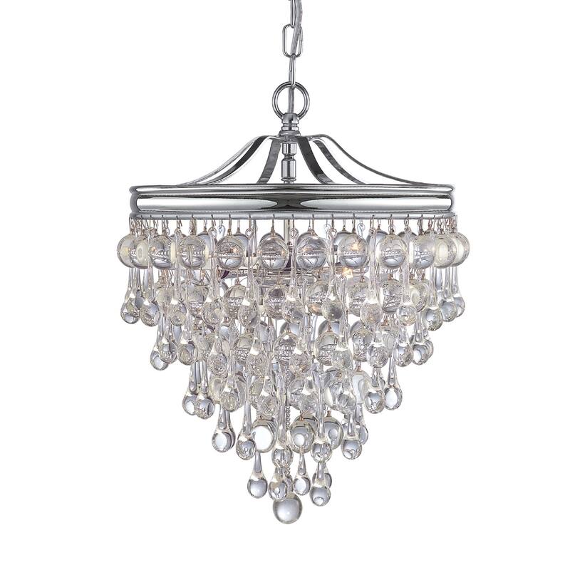 Timeless Home Three Light Mini Chandelier Calypso Polished Chrome - Exact Size - Exact Size