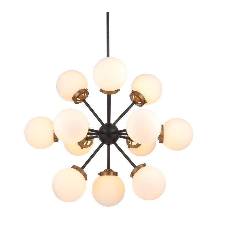 Modern Bubble Sputnik 13 Light Chandelier - Aged Brass & Black