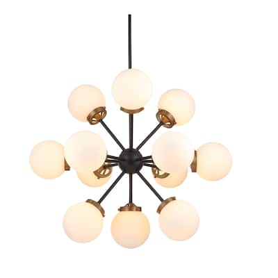 Modern Bubble Sputnik 13 Light Chandelier - Aged Brass & Black