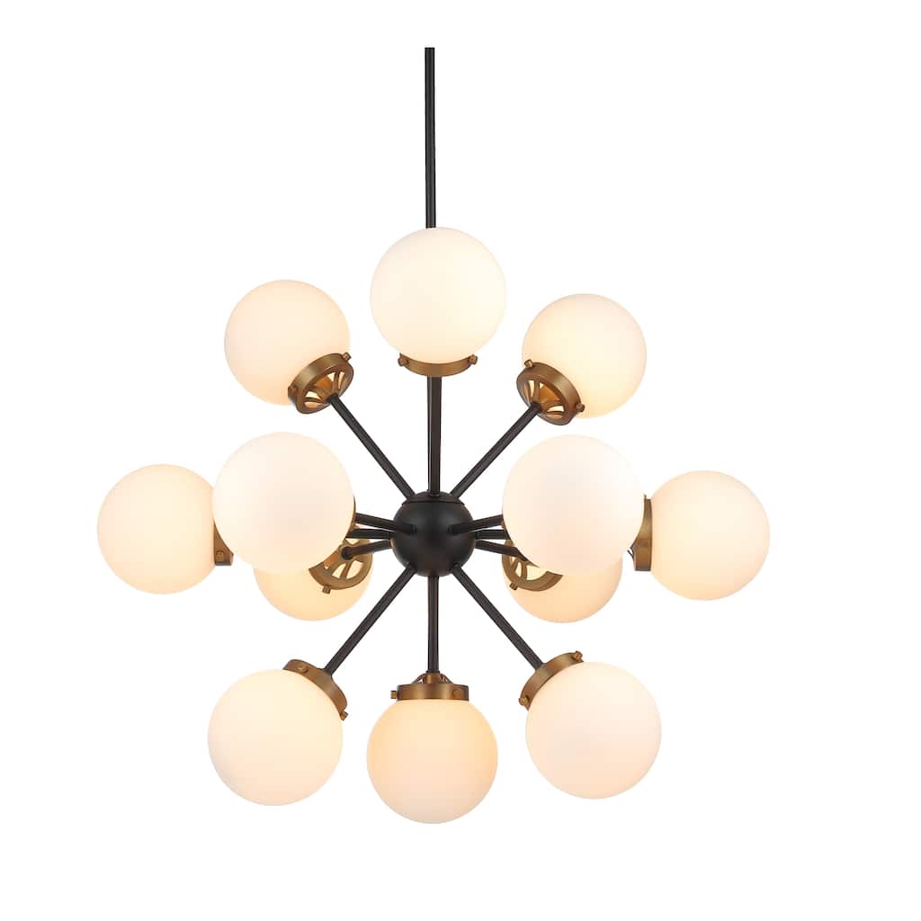 Modern Bubble Sputnik 13 Light Chandelier - Aged Brass & Black