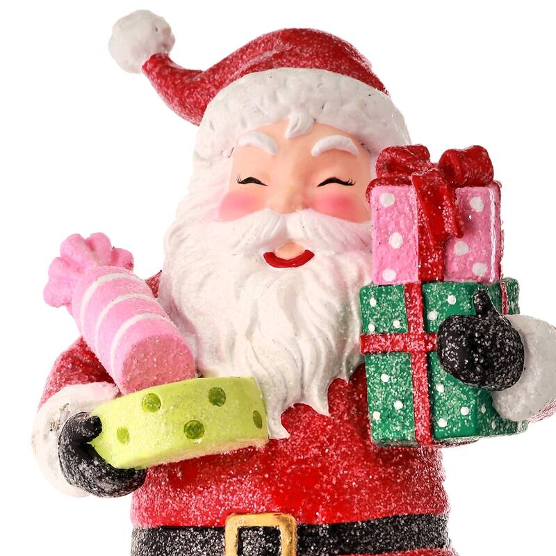 12.5" Frosted Santa Holding Gifts Christmas Tabletop Figurine
