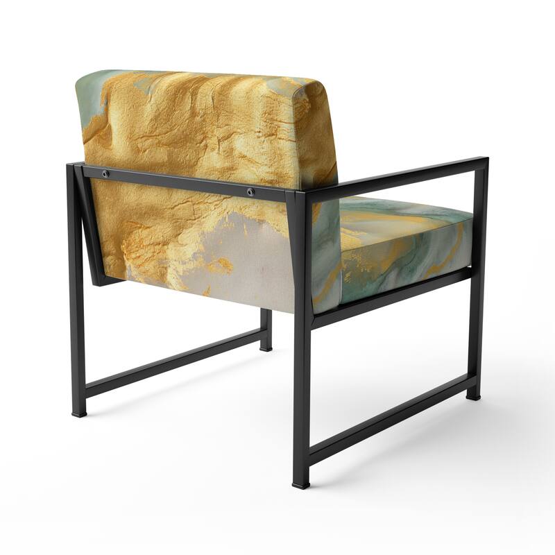 Designart "Coast Blue Sea Waves Watercolour" Upholstered Abstract Accent Chair - Modern Arm Chair For Bedroom