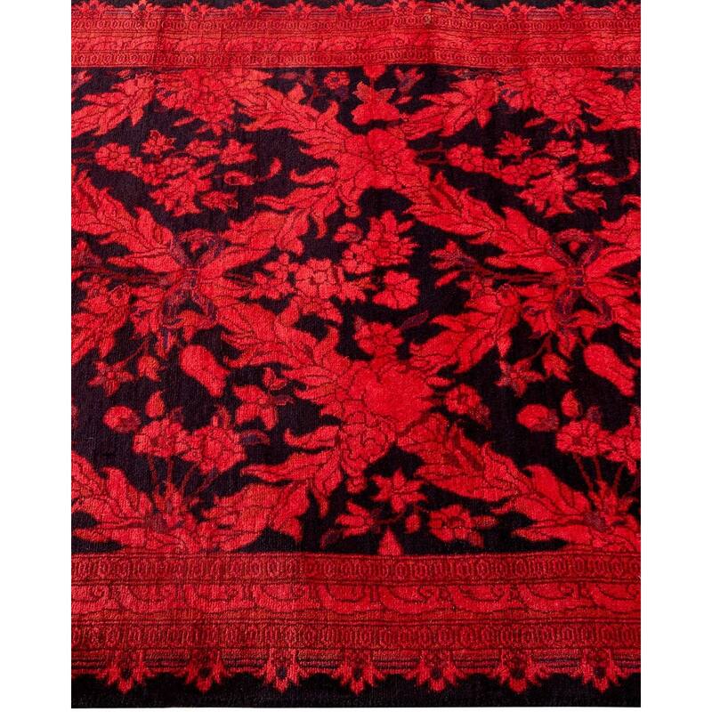 Overton Hand Knotted Wool Vintage Inspired Modern Contemporary Overdyed Red Runner Rug - 2' 6" x 12' 0"