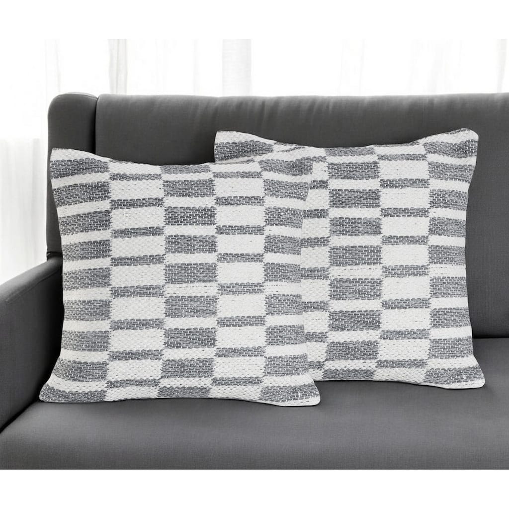 HomeRoots Set of Two 18" Gray Geometric Cotton Throw Pillows