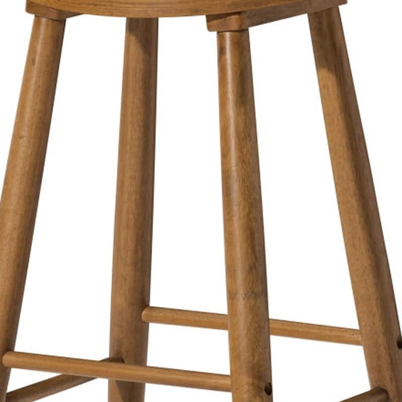 HomeRoots 30" Natural Solid Wood Backless Bar Height Bar Chair