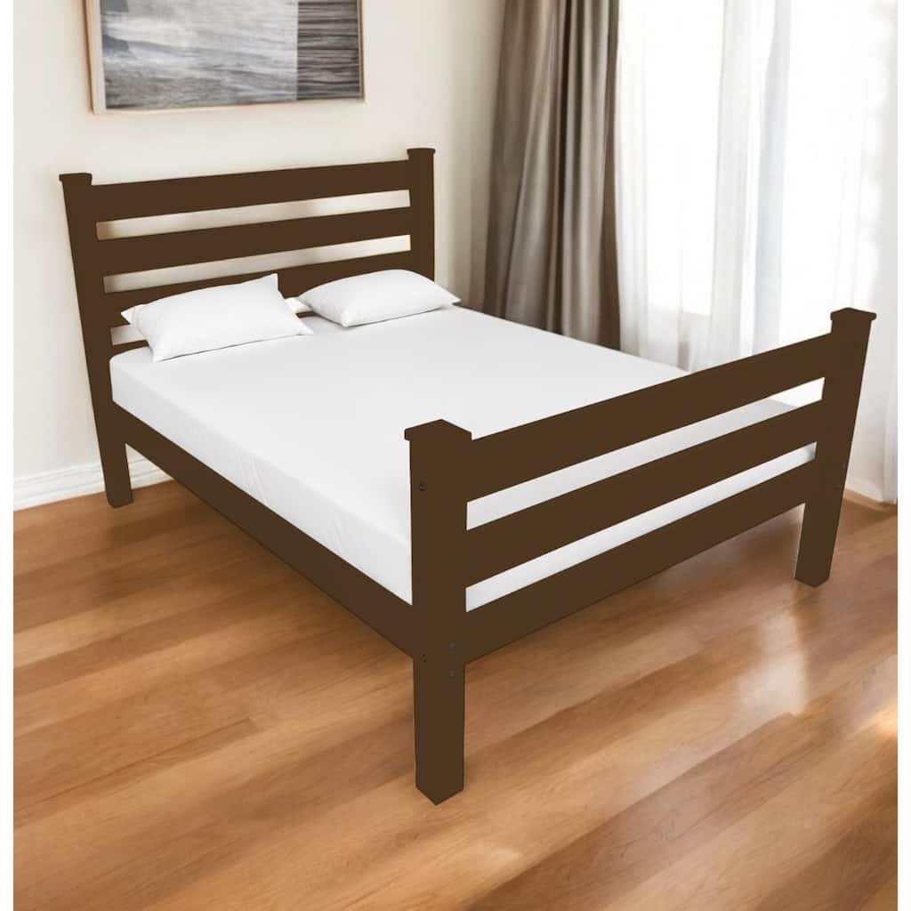 HomeRoots Coffee Solid Wood Full Bed Frame