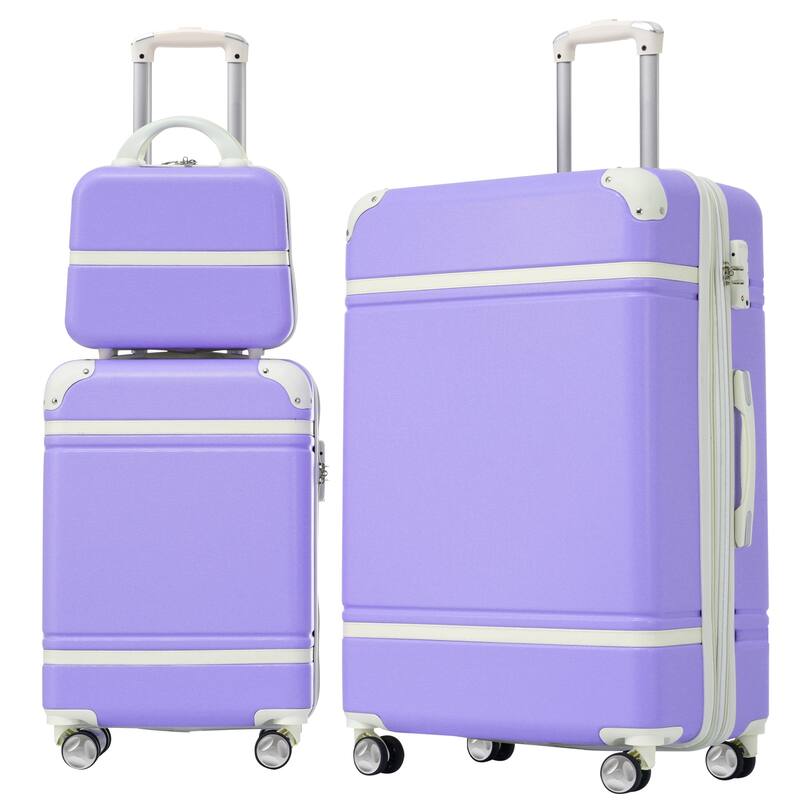 Lightweight 3-Piece Hardshell Luggage Set with TSA Lock, 20" + 28" Luggage & Cosmetic Case