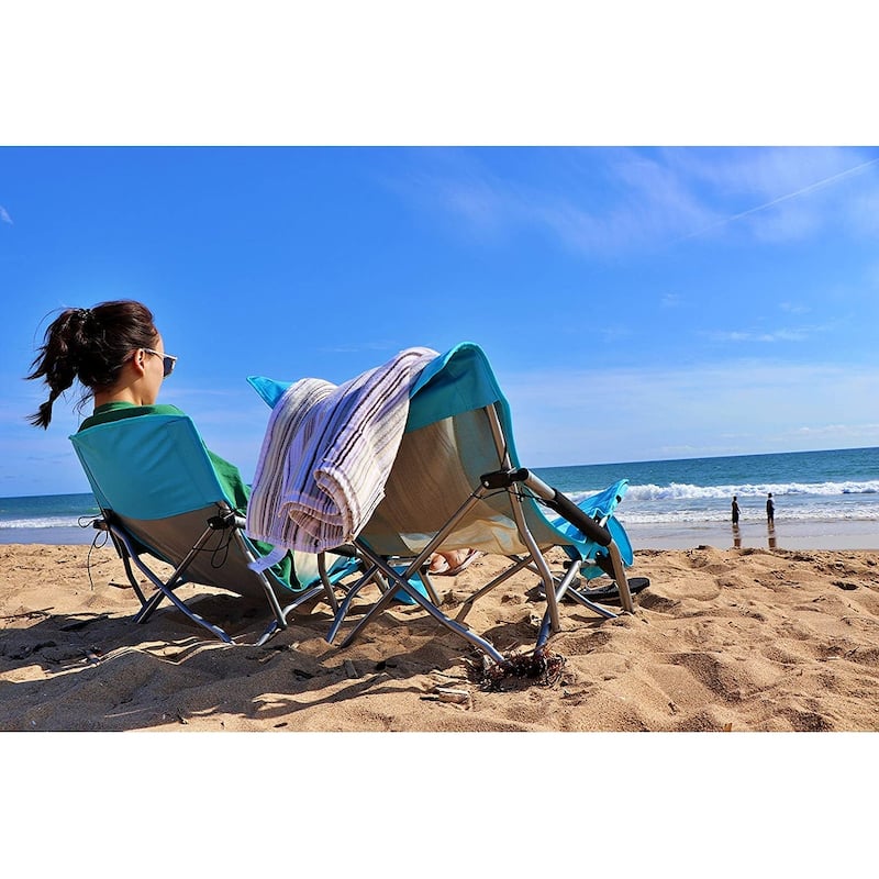 Low Beach Camping Folding Chair, Ultralight Backpacking Chair with Cup Holder & Carry Bag Compact & Heavy Duty Outdoor, Camping