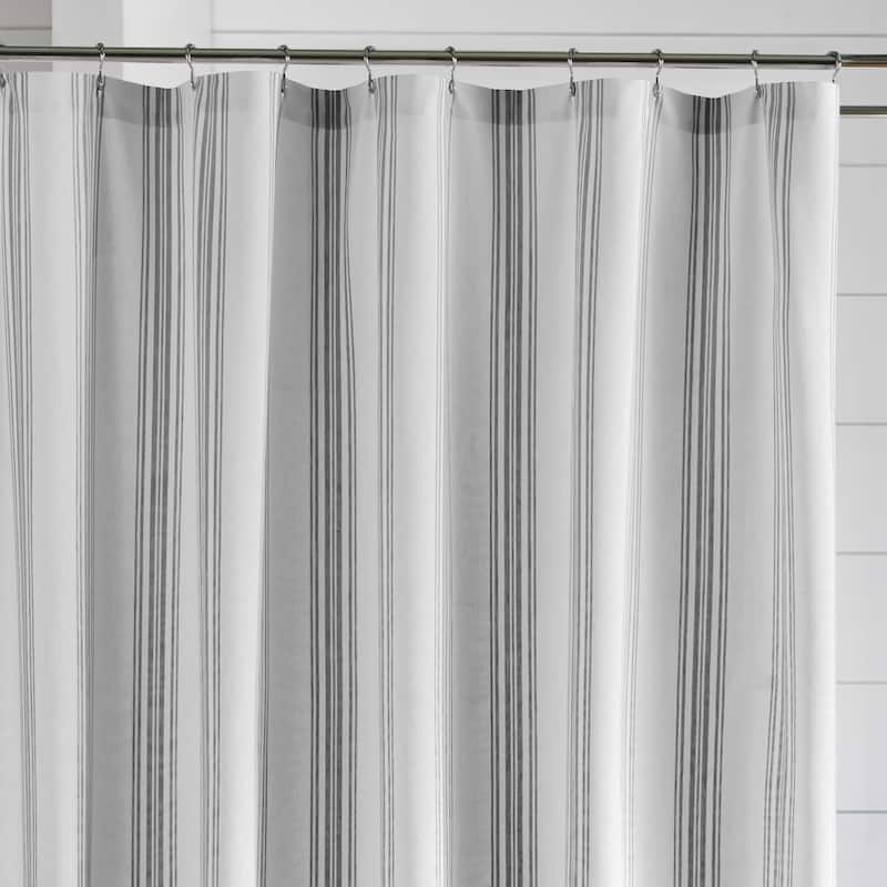Farmhouse Living Homestead Stripe Fabric Bathroom Shower Curtain
