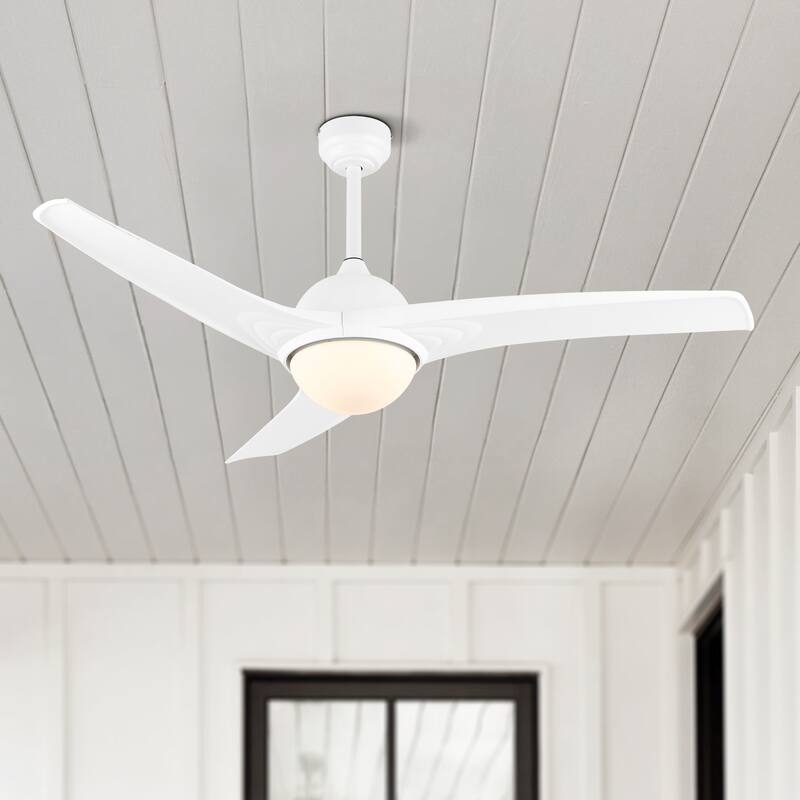 Aviator 52" 1-Light Industrial Iron/Plastic Mobile-App/Remote-Controlled 6-Speed Propeller LED Ceiling Fan, by JONATHAN Y
