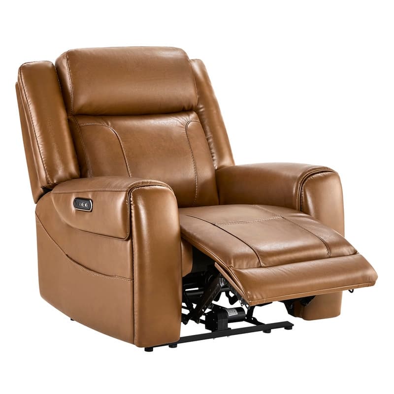 Spruce & Spring Leo Dual Motor Genuine Leather Power Recliner With Power Headrest
