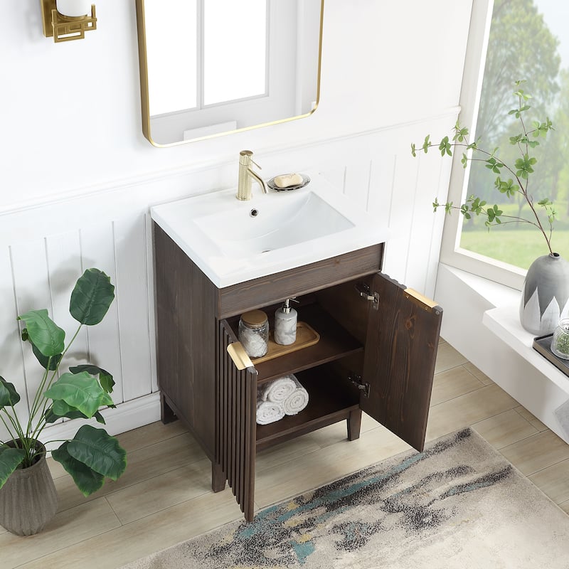 Palos Single Bath Vanity with Ceramic Basin Top without Mirror