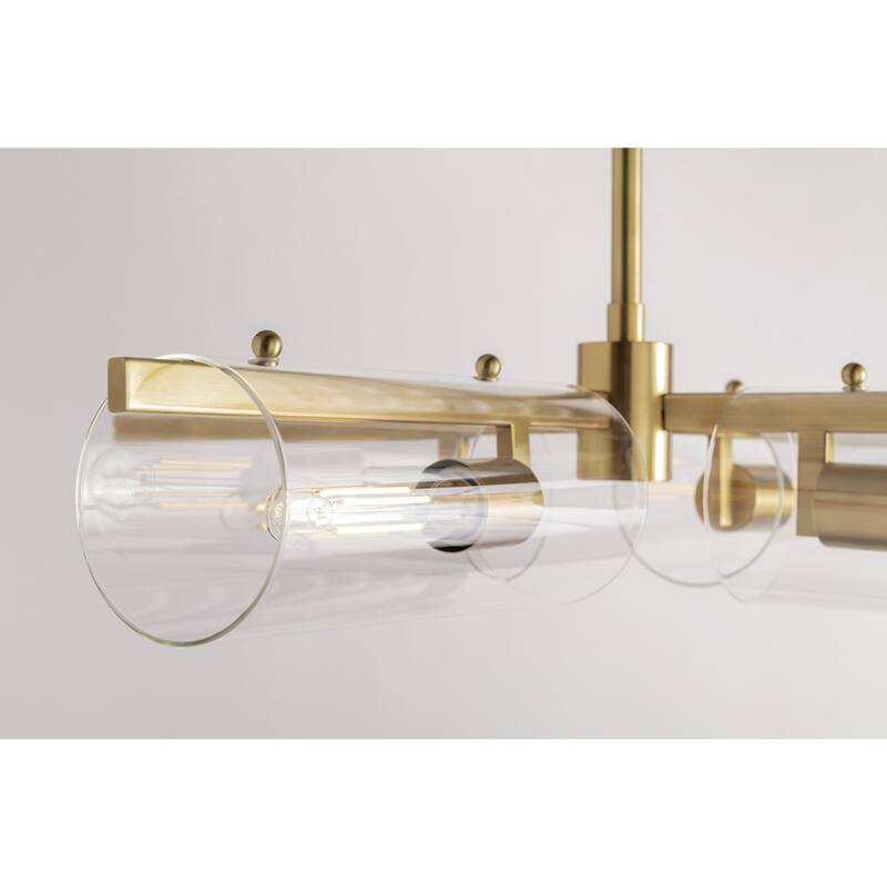Mitzi by Hudson Valley Lighting Ariel 4-light Aged Brass Chandelier, Clear Glass