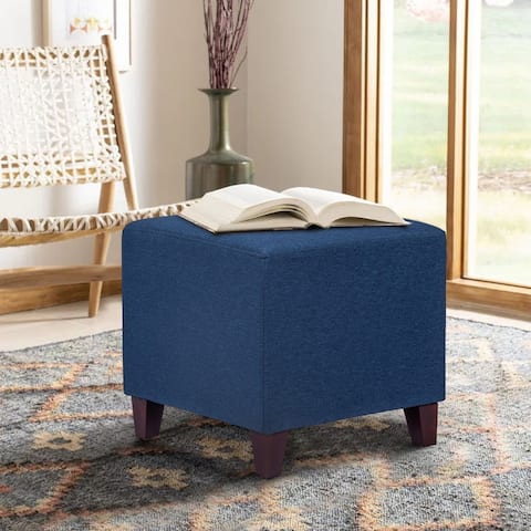 Adeco Simple British-style Cobalt Blue Cube Ottoman Footstool