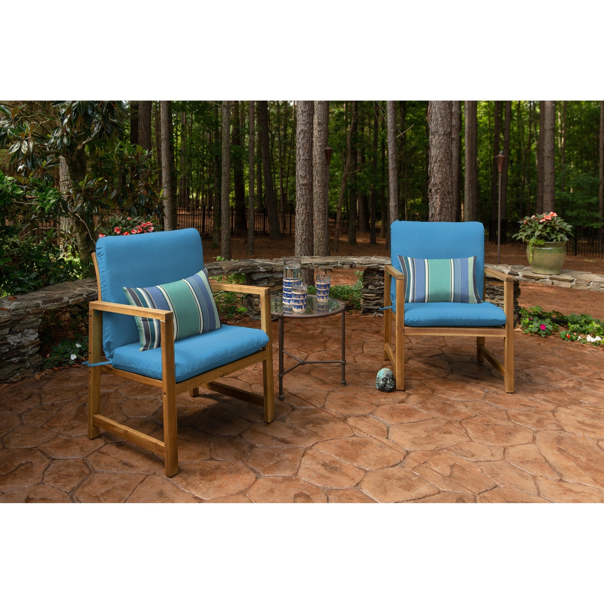 Casual Cushion Stripe Sunbrella® Fabric 1-Piece Indoor/Outdoor Lumbar Pillow, 22"W x 9"L, Maxim Classic - 22"W x 9"L