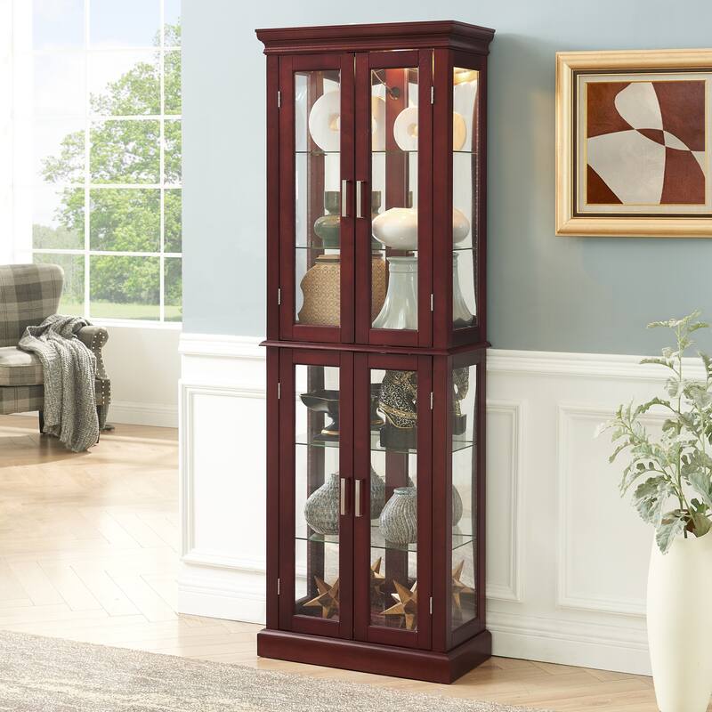 6-Shelf Lighted Antique Display Cabinet