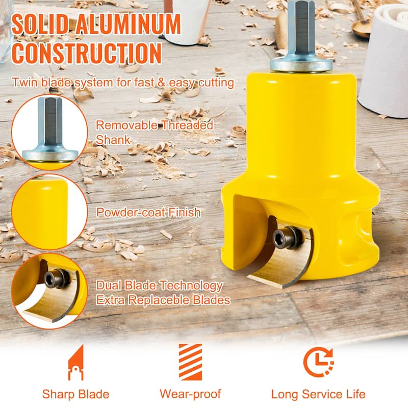 Tenon Cutter, 1.5" / 38 mm Diameter, Premium Aluminum & Steel Log Furniture Cutter, with Dual Blades