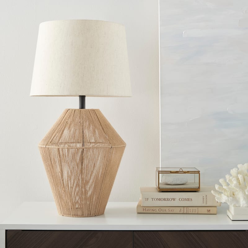Nourison 23" Coastal Natural Woven Tan Jute Table Lamp