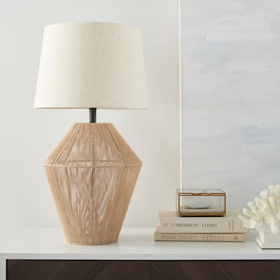 Nourison 23" Coastal Natural Woven Tan Jute Table Lamp