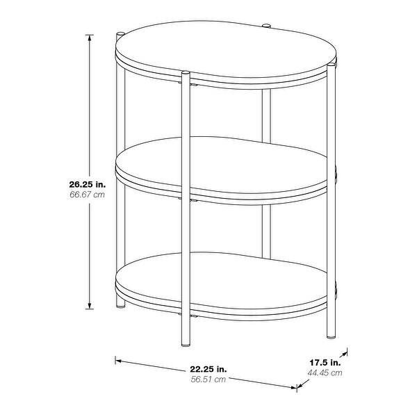 OS Home and Office Furniture Renton 3Tier Oval Table with Black Marble