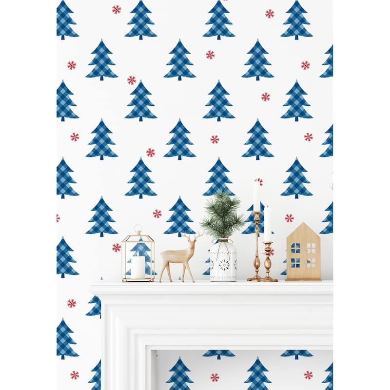 NextWall Plaid Pines Peel and Stick Wallpaper