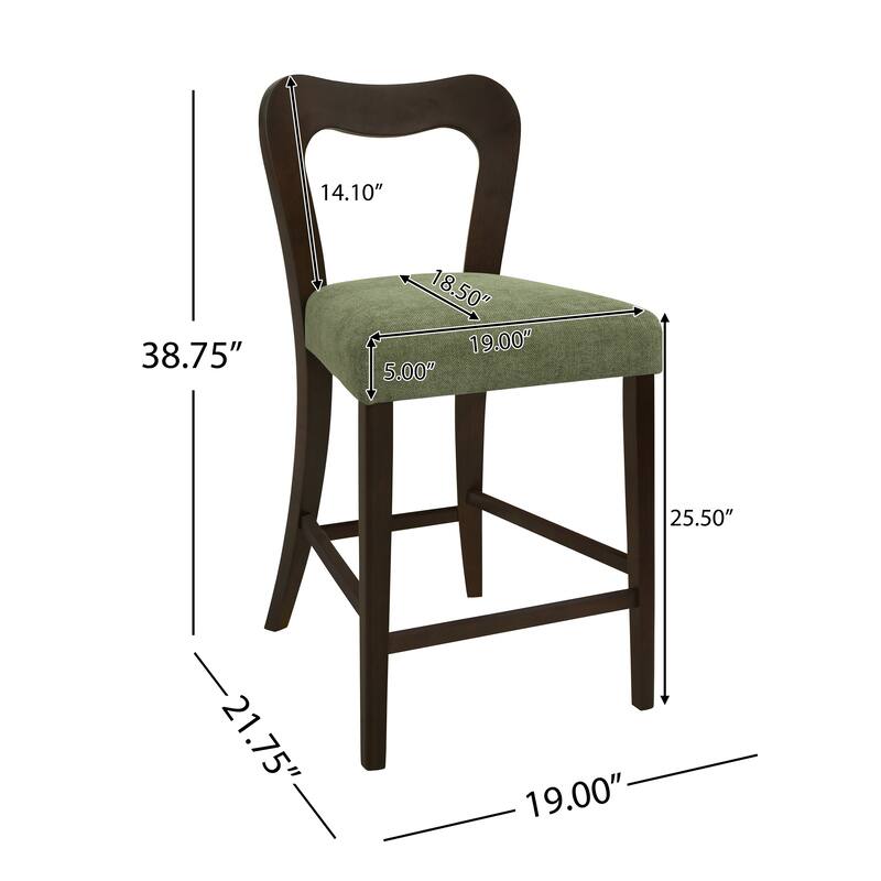 Modern Design Counter Height Armless Stool with Footrest(Set of 2)