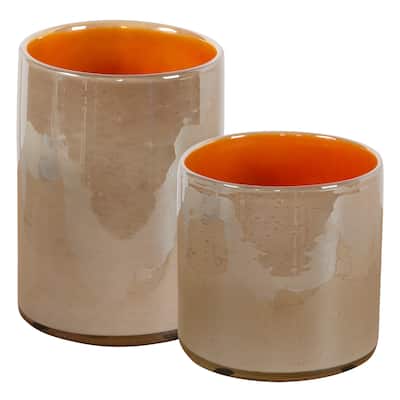 Uttermost Tangelo Beige Orange Vases (Set of 2)