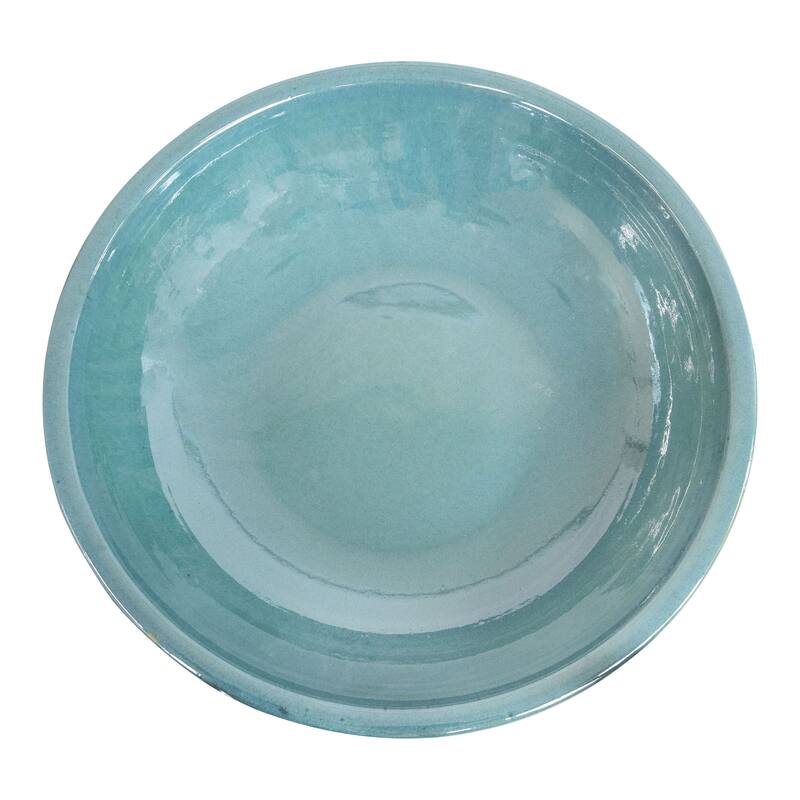 Sunnydaze Calais Glazed Ceramic Bird Bath - Jade Green - 25" H