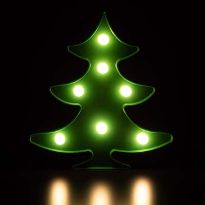 LED Lighted Christmas Tree Marquee Wall Art - 8.75" - Green