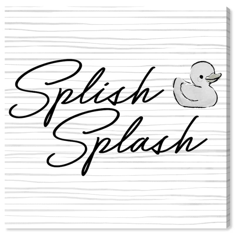 Wynwood Studio Prints Bath and Laundry Splish Splash White and Modern & Contemporary Wall Art Canvas Print