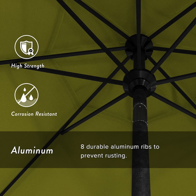 California Umbrella 9' Rd Golden State Series Patio Umbrella Black Aluminum Frame Crank Lift Collar Tilt Olefin Royal Blue