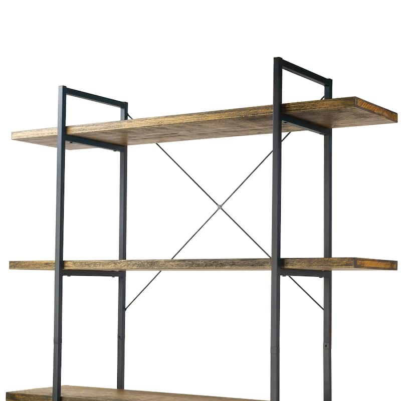 Amrit 84.5" Wood Shelf Metal Frame Etagere Five-shelf Bookcase